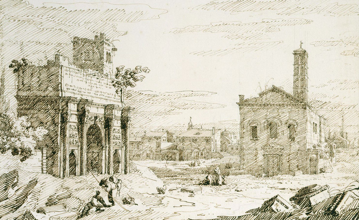 Canaletto, Arc de Septime-Sévère et San Adriano